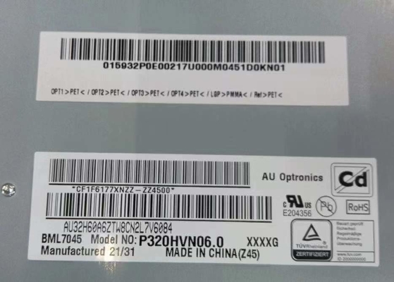 خرید AUO 32INCH پانل LCD دیجیتال P320HVN06.0 1920*1080 پیکسل 69PPI 4000 1 نسبت کنتراست 51P LCM online manufacture