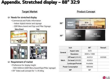 خرید صفحه نمایش LCD کشیده شده بر روی نوار LG 88'' LD880DEN-UKA2 3840*1080 پیکسل 56 پین 1.07B رنگ 700CD/M2 online manufacture