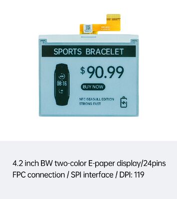 قیمت خوب نمایشگر سیاه و سفید E Ink 4.2 اینچی با رابط SPI برای Smart ESL و کارت های هوشمند آنلاین